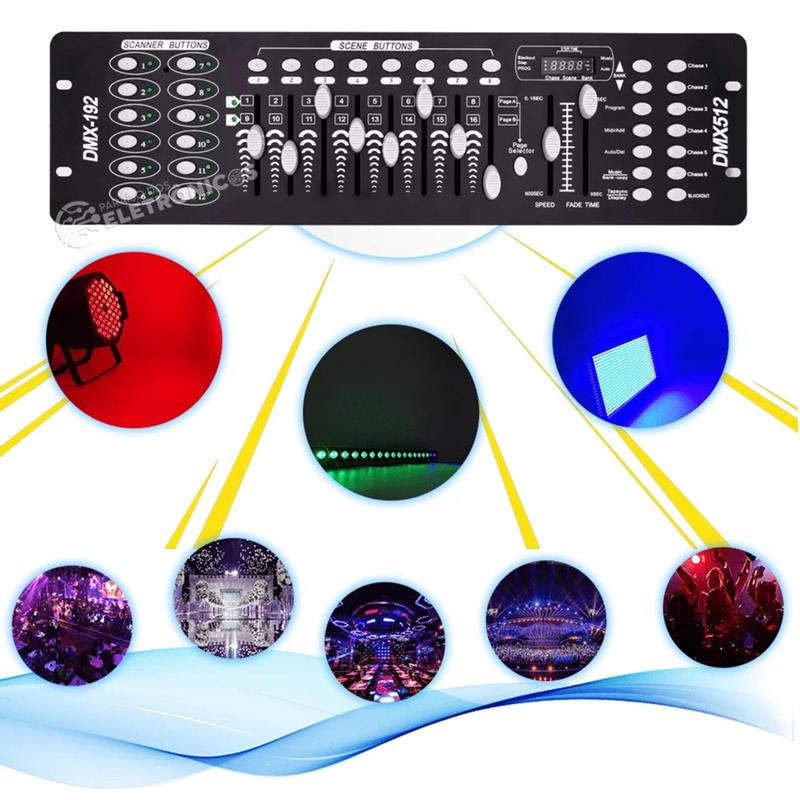Mesa Dmx 512 Controladora De Efeitos Iluminação De Festa 192